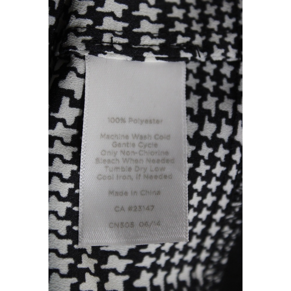 Talbots Size S Black White Plaid Button Down Blouse Mixed Media Roll Tab Sleeve - Picture 6 of 8